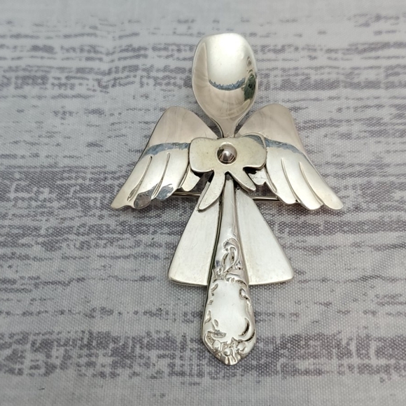 Vintage Jewelry - Vtg 925 Silver Angel Spoon  Pendant | Pin | Brooch